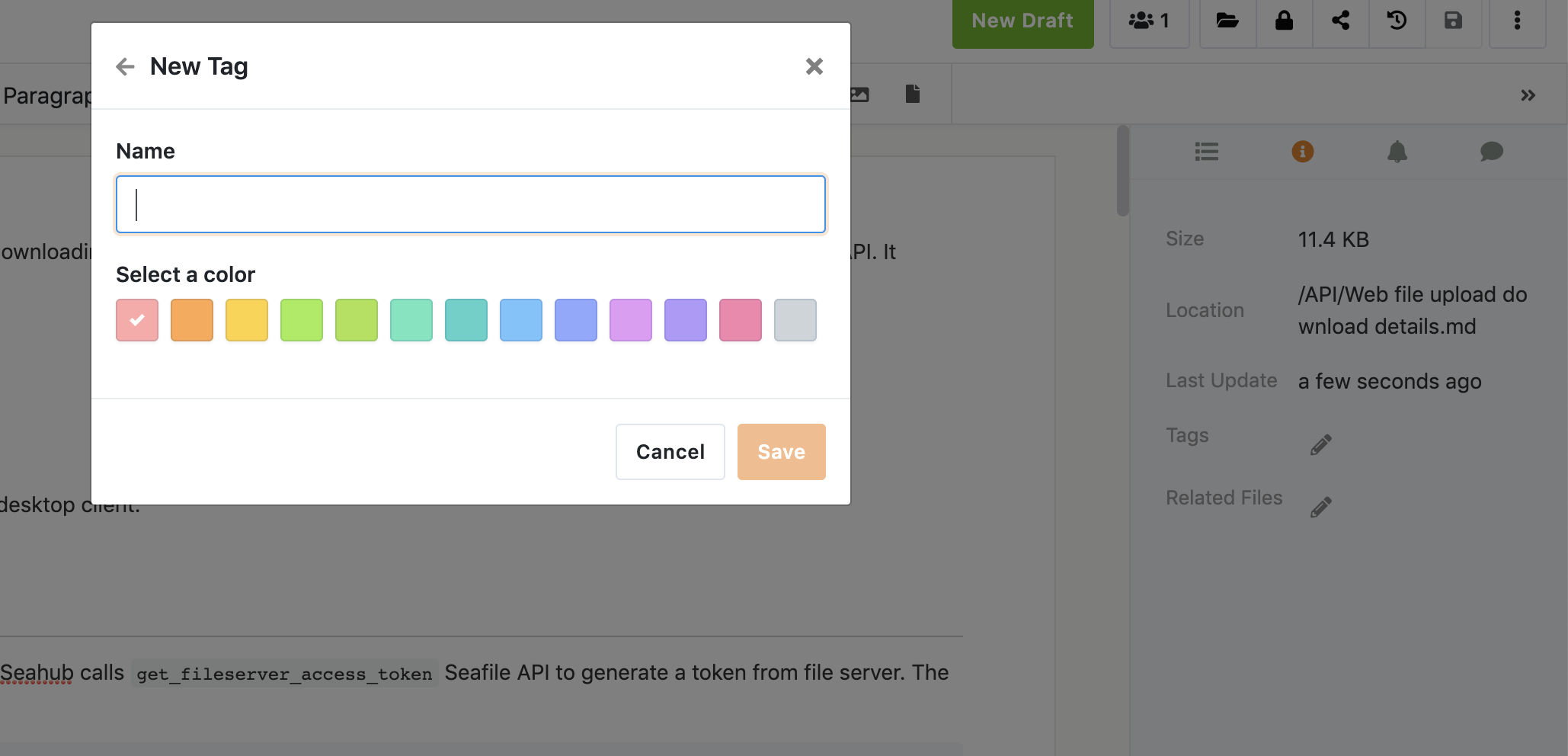 Tags from side bar